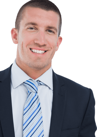 Professional Caucasian Businessman Smiling on Transparent Background