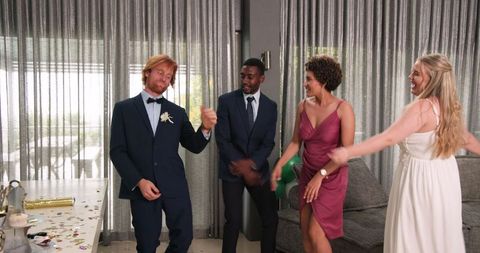 Guests Enjoying Dance Celebration at Modern Wedding Reception