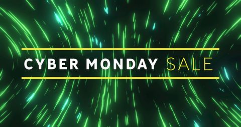 Cyber Monday Sale Banner with Dynamic Green Light Trails - Download Free Stock Images Pikwizard.com