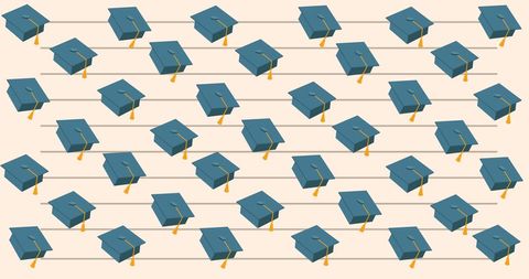 Graduation Caps Pattern Representing Educational Success
