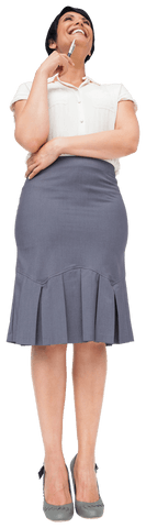 Smiling Businesswoman with Pen on Transparent Background