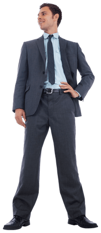 Confident Handsome Businessman Standing on Transparent Background