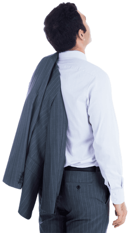 Transparent: Asian Businessman Holding Jacket Looking Up - Download Free Stock Videos Pikwizard.com