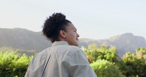 Man Enjoying Mountainous Landscape and Nature