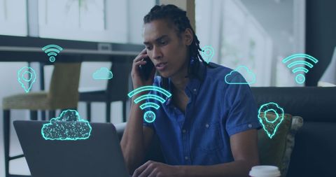 Tech-savvy young man engaging in remote communication