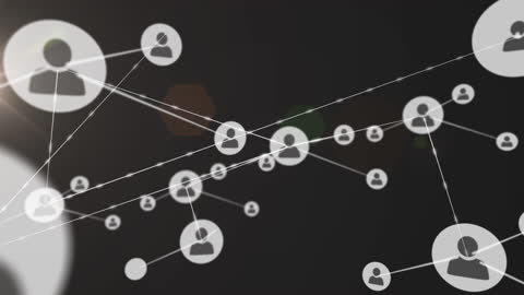 Abstract Network of Connections with User Icons Overlay