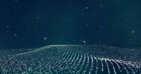 A captivating abstract design with shimmering particles against a deep blue backdrop. Perfect for use in digital platforms related to technology, finance, or neural networks as a background image or futuristic-themed design. Can enhance presentations, websites, and digital content needing an atmospheric or technology-driven flair.