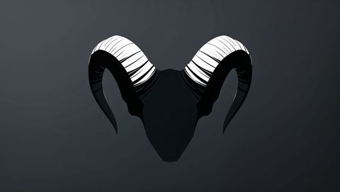 Modern stylized satan head silhouette on dark background