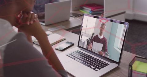 Professional Video Conference Call Communication in Modern Workspace