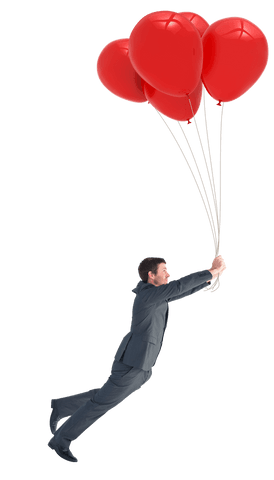 transparent businessman floating holding red balloons - Download Free Stock Videos Pikwizard.com