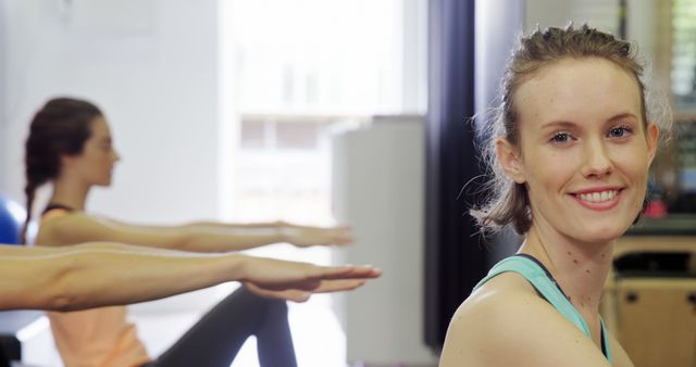 Women Practicing Yoga Poses in Fitness Class, Smiling Close-Up - Download Free Stock Images Pikwizard.com