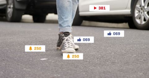 Social Media Engagement Concept with Walking Man and Notifications