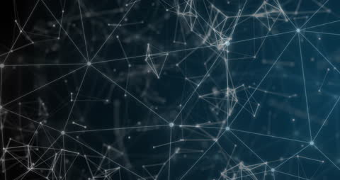 Digital Network Connections with Glowing Intersections in Dark Space