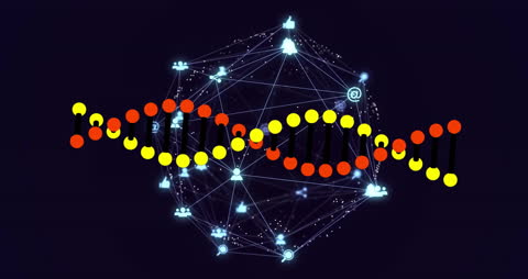 Futuristic DNA Strand with Global Data Connections