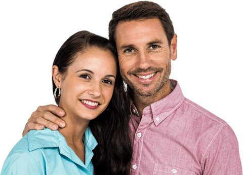 Smiling Couple Posing Together on Transparent Background