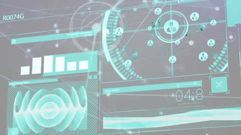 Futuristic Network Interface with Data Visualization Elements