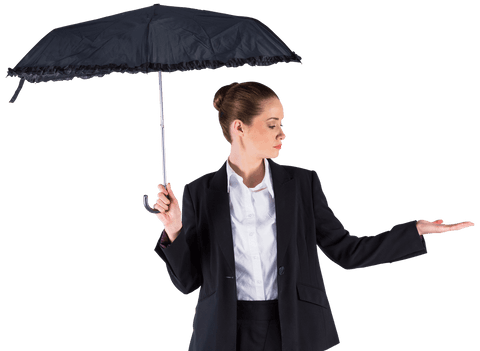 confident businesswoman holding black umbrella on transparent background - Download Free Stock Videos Pikwizard.com