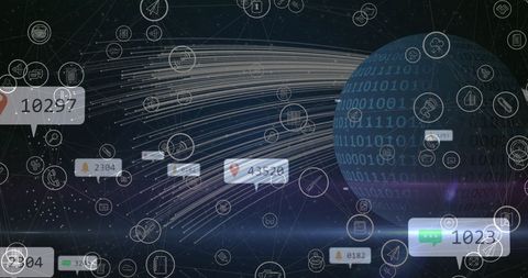 Global Connections and Data Flow with Binary Codes - Download Free Stock Images Pikwizard.com