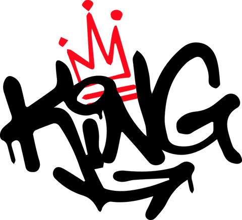 King Graffiti Art with Red Crown on Transparent Background