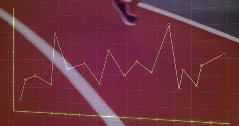 Runner performance tracking showing digital line chart overlay on red track