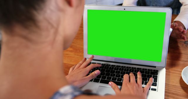 Person Using Laptop with Green Screen Workspace - Download Free Stock Images Pikwizard.com