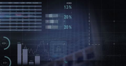 Digital Data Processing With Lock Symbol and Statistics - Download Free Stock Images Pikwizard.com