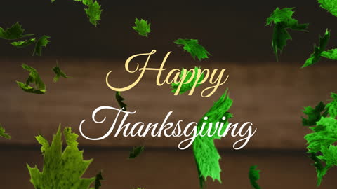 Happy Thanksgiving Message with Falling Leaves
