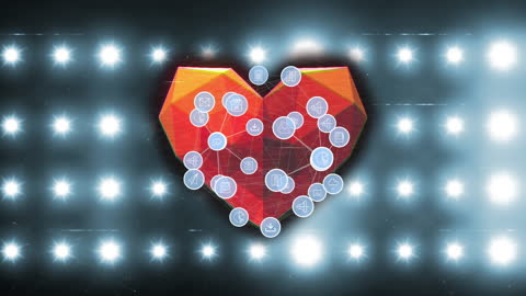Digital Heart Network with Glowing Connections