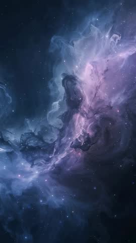 Streaming cosmic nebula swirling in deep space with glowing stars | Vertical cinematic space footage
