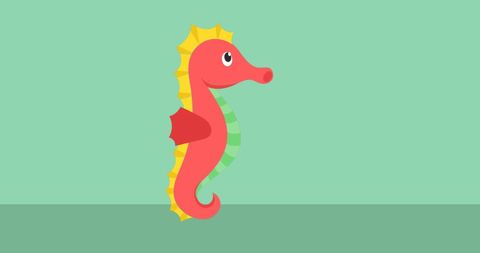Vibrant seahorse icon on green background