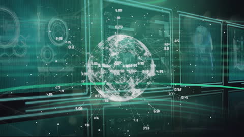 Digital Globe Displaying Dynamic Data Processing in Futuristic Environment