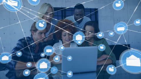 Diverse Business Team Collaborating on Networked Technology