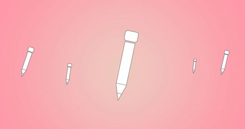 Floating Pencil Icons on Pink Gradient Background - Download Free Stock Images Pikwizard.com