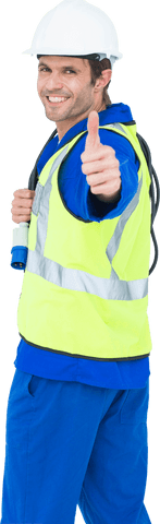 Happy Construction Worker Giving Thumbs Up in Protective Gear Transparent - Download Free Stock Videos Pikwizard.com