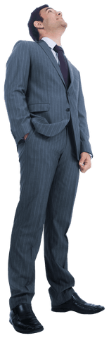 Confident Biracial Businessman Looking Forward on Transparent Background