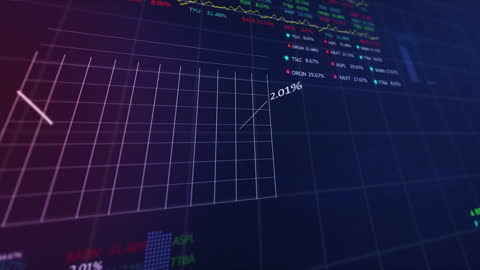 Dynamic Financial Data and Graphs on Black Background