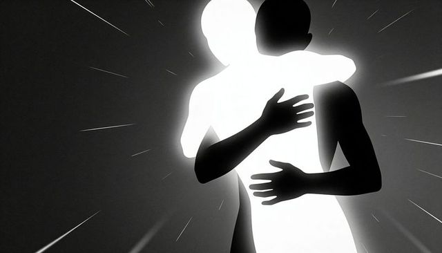 Contrasting light and shadow embracing silhouettes radiating energy and motion minimalist abstract