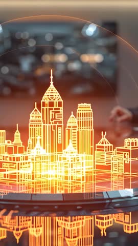 Rendering 3D Smart City Model on Round Table with Interactive Orange Holographic Arc