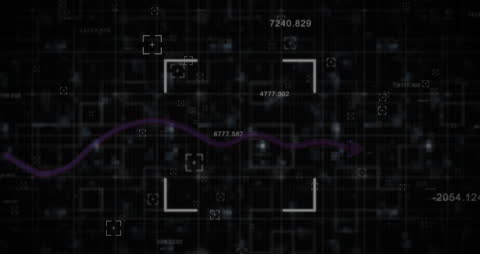 Glitchy Financial Data With Purple Trending Line Concept