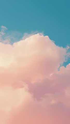 Vertical Sunrise Clouds Drifting Pastel Peach Cumulus with Delicate Top Wisps