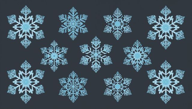 Pale blue snowflakes forming geometric repeat pattern on dark slate-gray canvas