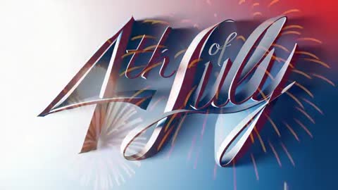 Animated 4th of July Text with Fireworks and Patriotic Colors
