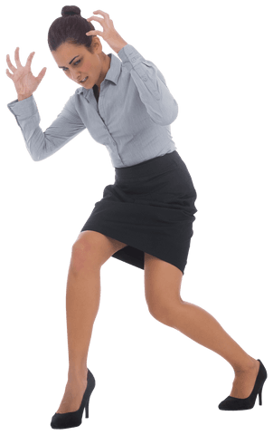 Transparent Angry Businesswoman Gesturing on White Background