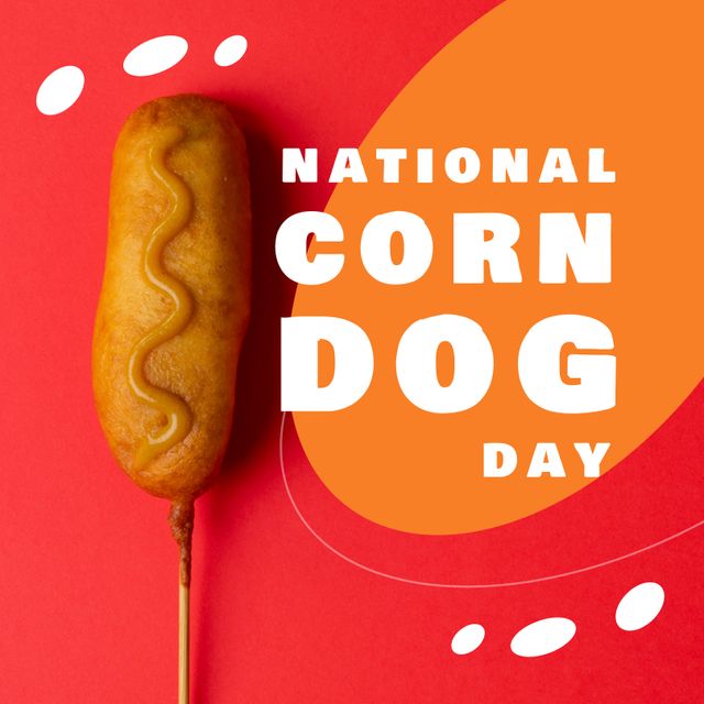 National Corn Dog Day Celebration Banner with Corn Dog on Red Orange Background - Download Free Stock Templates Pikwizard.com