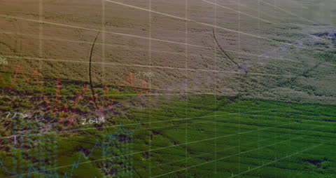 Animated Financial Data Overlay on Agricultural Field