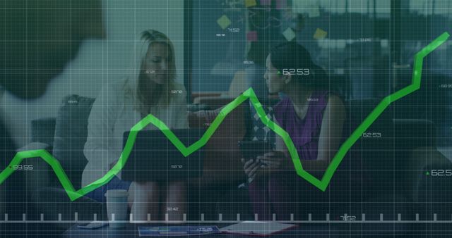 Business Colleagues Discussing Data Analytics with Growth Chart Overlay - Download Free Stock Images Pikwizard.com