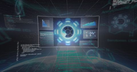 Digital Data Processing Interface Over Globe Concept - Download Free Stock Images Pikwizard.com