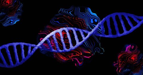 3D DNA Helix and Abstract Technology Background - Download Free Stock Images Pikwizard.com