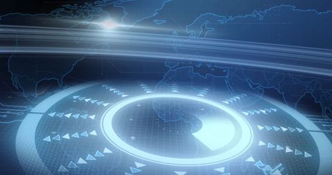Futuristic Data Processing on Global Digital Map - Download Free Stock Images Pikwizard.com