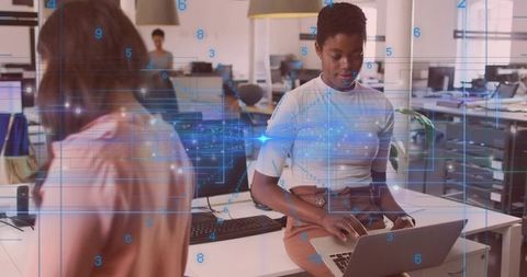 Professional woman collaborating in digital workspace